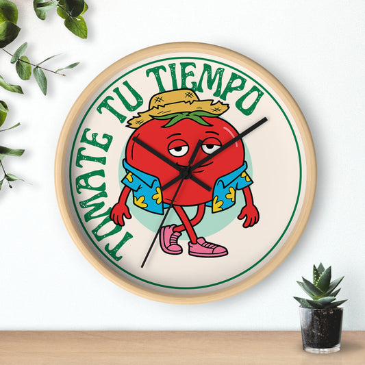 Tomate Tu Tiempo Wall Clock | Relaxed Tomato Illustration, Kitchen Decor