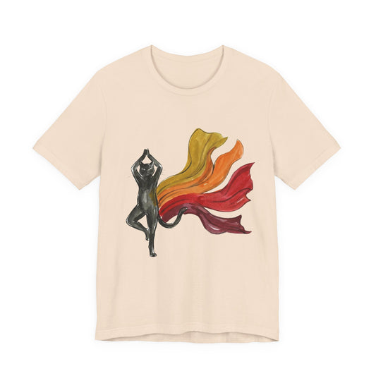 Meow Vibes Black Kitty Tree Pose T-Shirt | Yoga Cat Tee
